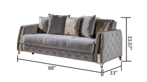 English Elm Lust 3-Piece Modern Living Room Set In Stylish Taupe With Hidden Storage & Sleeper Functionality B009S02061