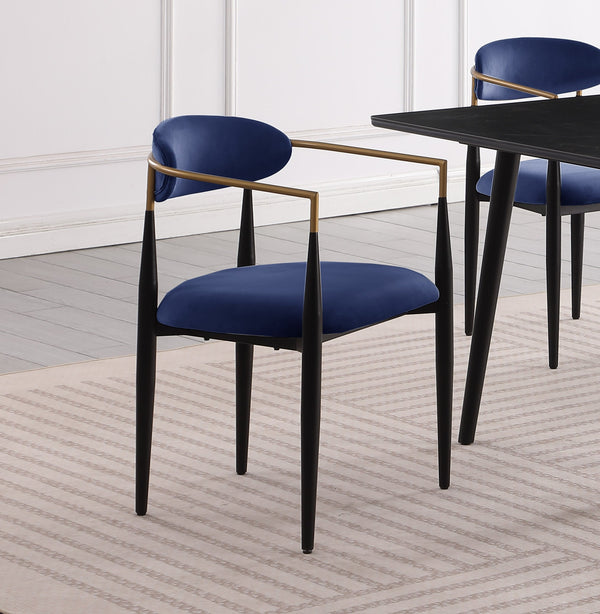 English Elm Modern 5pc Dining Set with Black Sintered Stone Table and Blue Fabric Chairs, Stylish Comfort and Durability Black+Blue 65.25 L x 40.25 W x 5.5 H B011S00610