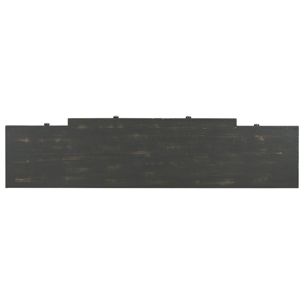 English Elm U_style Retro Console Table Pine Legs Four Drawers Open Shelf Hallway Entryway WF312987AAB