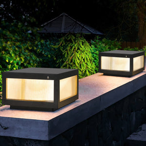 English Elm 12" Black Solar Powered Led Post Cap Light - Modern Outdoor Accent For Decks, Patios & Pathways (2-Pack) W1340133327