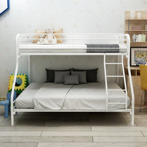 English Elm Twin-Over-Full Heavy Duty Metal Bunk Bed Frame, 20% Stronger, Noise-Free Platform, White, Storage W840140153