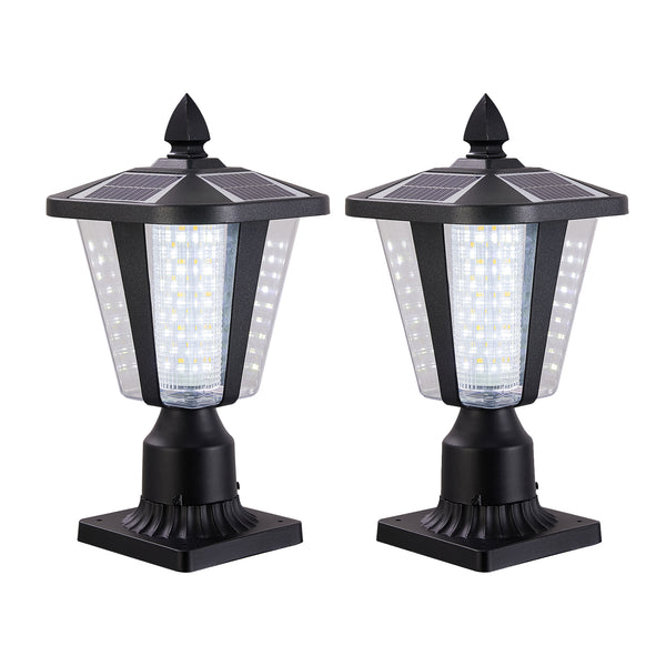 English Elm 15"(H) Solar Powered Outdoor Lantern with Auto Dusk-to-Dawn LED, Modern Garden Pathway Lights (2-Pack) W1340133335