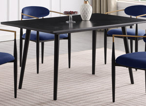 English Elm Modern 5pc Dining Set with Black Sintered Stone Table and Blue Fabric Chairs, Stylish Comfort and Durability Black+Blue 65.25 L x 40.25 W x 5.5 H B011S00610