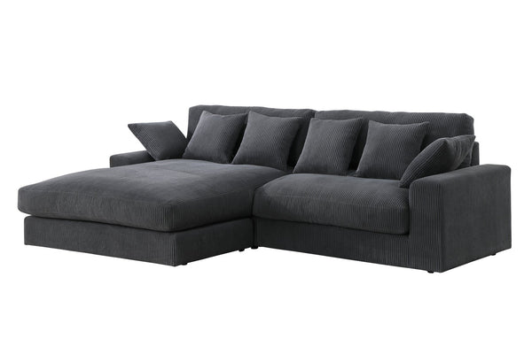 English Elm Mystic Corduroy Sectional Sofa with Reversible Chaise and Six Throw Pillows Included B061S00763