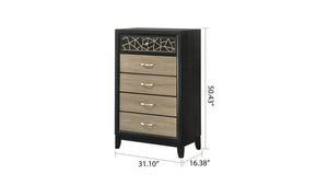 English Elm Selena Modern Chest With Black And Natural Wood Finish - 5 Spacious Drawers For Stylish Storage Solutions B009139130-GIGA