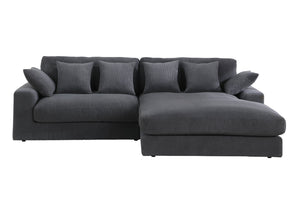 English Elm Mystic Corduroy Sectional Sofa with Reversible Chaise and Six Throw Pillows Included B061S00763