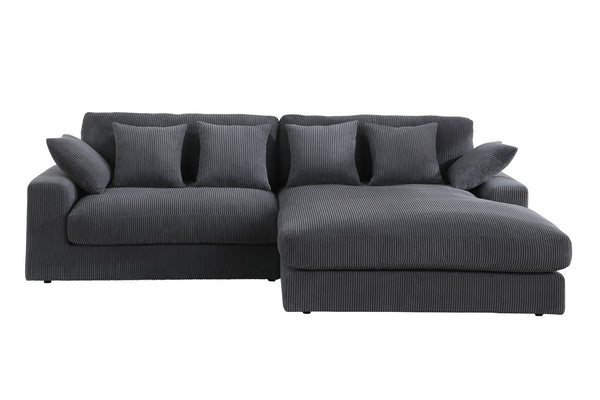 English Elm Mystic Corduroy Sectional Sofa with Reversible Chaise and Six Throw Pillows Included B061S00763