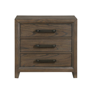 English Elm Dark Walnut Finish Nightstand with 3 Drawers, Classic Cambridge Design, Mindy Veneer & Black Nickel Hardware B011140393