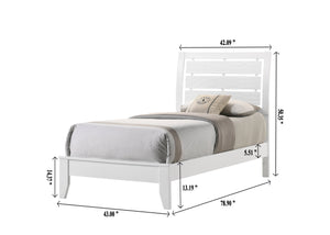 English Elm 1pc Twin Panel Bed White Finish Geometric Frame Curved Slatted Headboard Low Footboard Twin B011S00628
