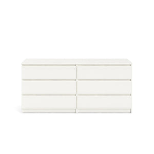 English Elm 6 Drawer Double Dresser with Mirror, Waterproof Scratch & Stain Resistant Finish for Stylish Storage White W2282S00003