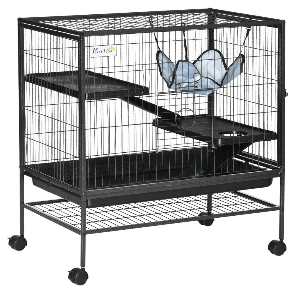 English Elm 3-tier Small Pet Habitat with Rolling Casters Hammock and Pull-out Tray for Ferrets W2225140472
