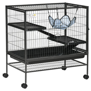 English Elm 3-tier Small Pet Habitat with Rolling Casters Hammock and Pull-out Tray for Ferrets W2225140472