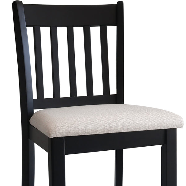 English Elm Casual Rubberwood Dining Chairs Set of 2 in Black with Linen Seats, Slatted Back, Comfortable Seating W2170140356