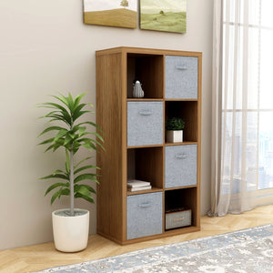 English Elm Smart Cube 8-Cube Organizer Storage with Open Back Shelves, Stylish Modular Bookcase for Home Office Walnut W141260289