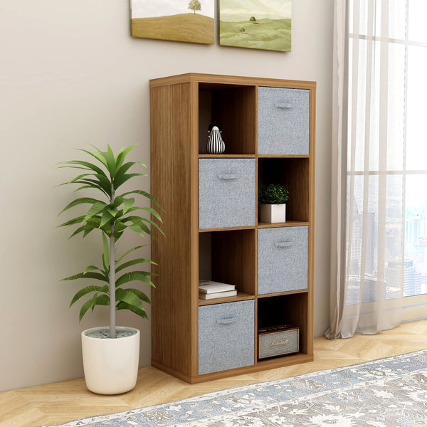 English Elm Smart Cube 8-Cube Organizer Storage with Open Back Shelves, Stylish Modular Bookcase for Home Office Walnut W141260289