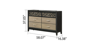 English Elm Selena Modern 6-Drawer Dresser In Black & Natural Wood - Stylish Storage For Contemporary Spaces B009139128-GIGA
