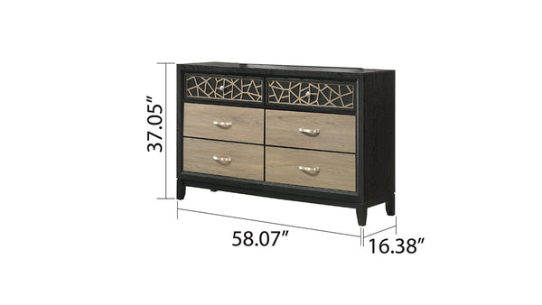 English Elm Selena Modern 6-Drawer Dresser In Black & Natural Wood - Stylish Storage For Contemporary Spaces B009139128-GIGA