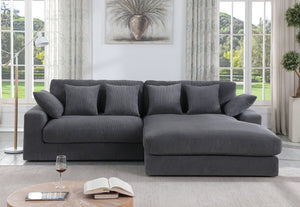 English Elm Mystic Corduroy Sectional Sofa with Reversible Chaise and Six Throw Pillows Included B061S00763