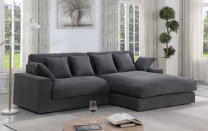 English Elm Mystic Corduroy Sectional Sofa with Reversible Chaise and Six Throw Pillows Included B061S00763