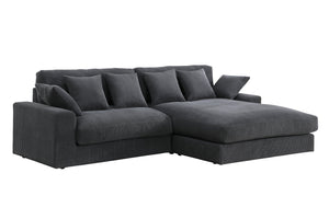 English Elm Mystic Corduroy Sectional Sofa with Reversible Chaise and Six Throw Pillows Included B061S00763