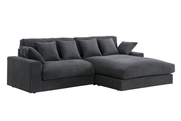 English Elm Mystic Corduroy Sectional Sofa with Reversible Chaise and Six Throw Pillows Included B061S00763