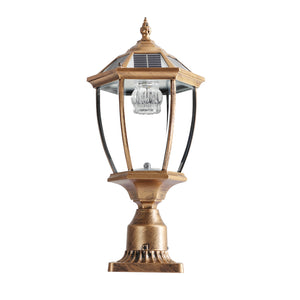 English Elm 20"(H) Golden Solar Lantern Vintage LED Garden Light with Elegant Glass, Auto-On for Paths W1340133339
