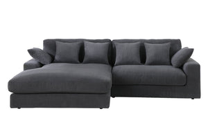 English Elm Mystic Corduroy Sectional Sofa with Reversible Chaise and Six Throw Pillows Included B061S00763