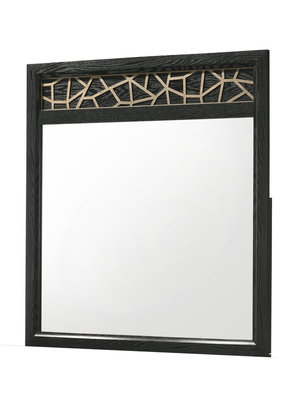 English Elm Selena Glamorous Modern Mirror With Touch Lighting, Black & Natural Wood For Stylish Spaces B009139129-GIGA