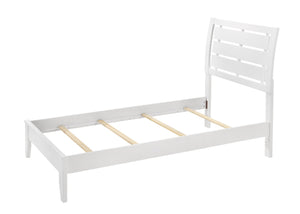 English Elm 1pc Twin Panel Bed White Finish Geometric Frame Curved Slatted Headboard Low Footboard Twin B011S00628
