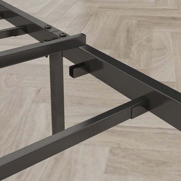 English Elm Queen Upholstered Bed Frame with USB/Outlet Headboard, Metal Platform, 10.4" Storage, Grey W1960131346