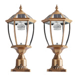 English Elm Retro Gold Solar Column Headlights With Dimmable Led(2 Pack)