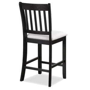 English Elm Casual Rubberwood Dining Chairs Set of 2 in Black with Linen Seats, Slatted Back, Comfortable Seating W2170140356