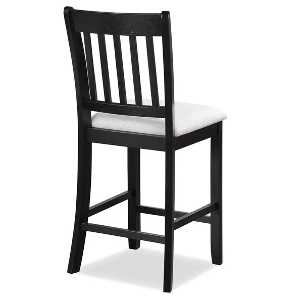English Elm Casual Rubberwood Dining Chairs Set of 2 in Black with Linen Seats, Slatted Back, Comfortable Seating W2170140356