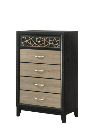 English Elm Selena Modern Chest With Black And Natural Wood Finish - 5 Spacious Drawers For Stylish Storage Solutions B009139130-GIGA