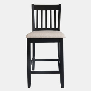 English Elm Casual Rubberwood Dining Chairs Set of 2 in Black with Linen Seats, Slatted Back, Comfortable Seating W2170140356