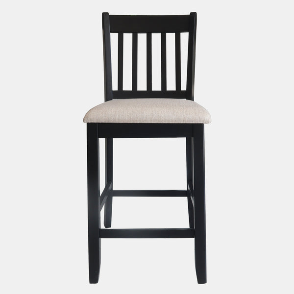 English Elm Casual Rubberwood Dining Chairs Set of 2 in Black with Linen Seats, Slatted Back, Comfortable Seating W2170140356