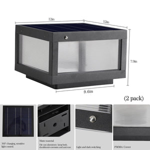 English Elm 12" Black Solar Powered Led Post Cap Light - Modern Outdoor Accent For Decks, Patios & Pathways (2-Pack) W1340133327