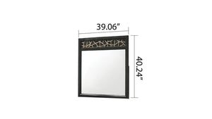 English Elm Selena Glamorous Modern Mirror With Touch Lighting, Black & Natural Wood For Stylish Spaces B009139129-GIGA