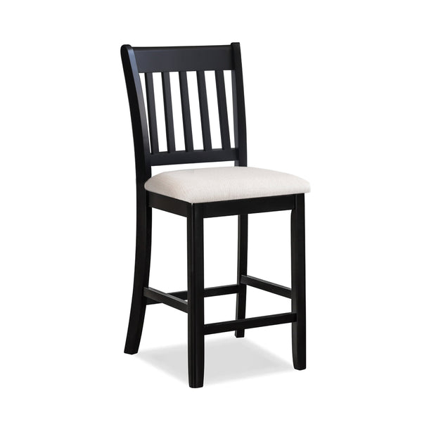 English Elm Casual Rubberwood Dining Chairs Set of 2 in Black with Linen Seats, Slatted Back, Comfortable Seating W2170140356