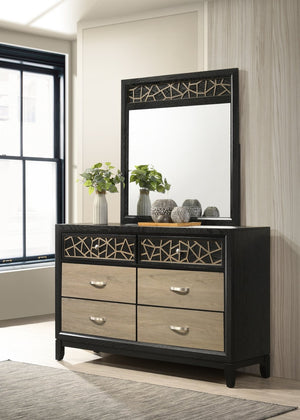 English Elm Selena Modern 6-Drawer Dresser In Black & Natural Wood - Stylish Storage For Contemporary Spaces B009139128-GIGA