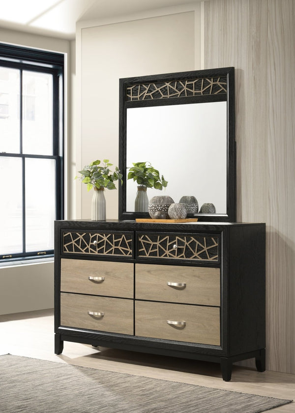 English Elm Selena Modern 6-Drawer Dresser In Black & Natural Wood - Stylish Storage For Contemporary Spaces B009139128-GIGA