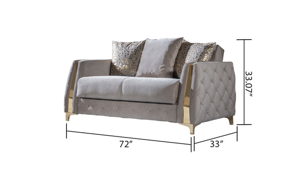 English Elm Lust 2Pc Modern Living Room Set In Elegant Taupe - Multi-Functional Sofa & Loveseat With Storage B009S02065