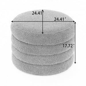 English Elm 007-velvet Round Storage Ottoman Wooden Base Reversible Lid Plush Bedroom Accent W527121976