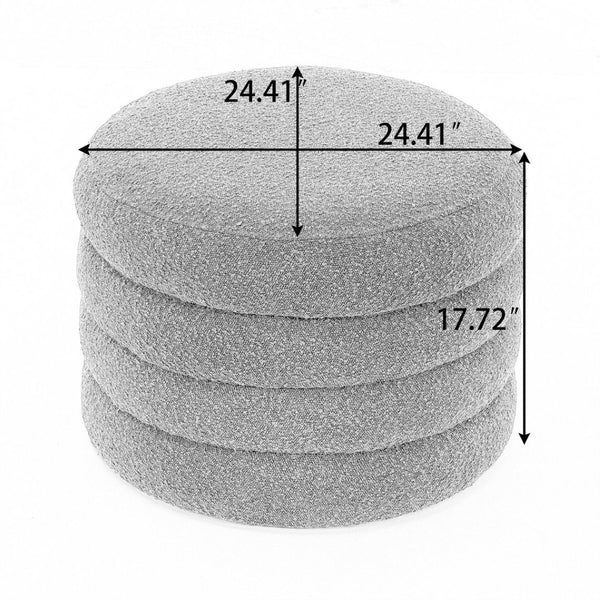 English Elm 007-velvet Round Storage Ottoman Wooden Base Reversible Lid Plush Bedroom Accent W527121976
