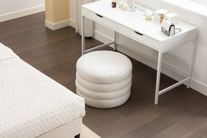 English Elm 007-velvet Round Storage Ottoman Wooden Base Reversible Lid Plush Bedroom Accent W527121976