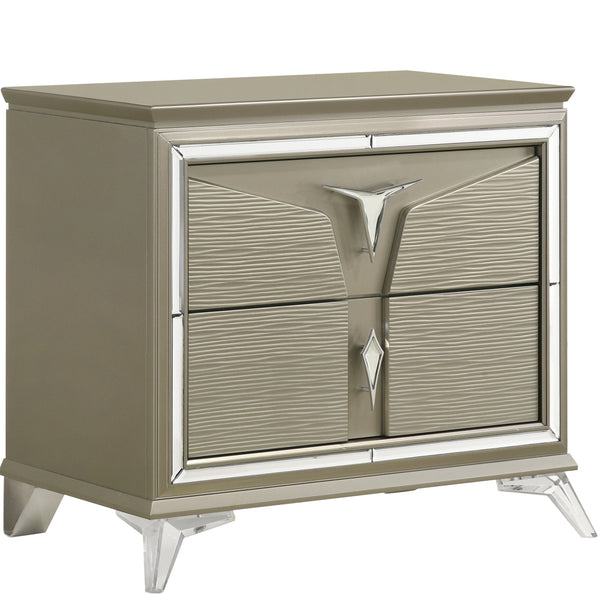 English Elm Modern King 5Pc Bedroom Set With Led Headboard, Stylish Wood Design & Ample Storage Solutions B009S01028