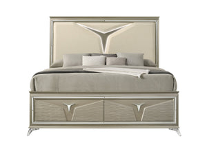 English Elm Modern King 5Pc Bedroom Set With Led Headboard, Stylish Wood Design & Ample Storage Solutions B009S01028