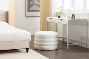 English Elm 007-velvet Round Storage Ottoman Wooden Base Reversible Lid Plush Bedroom Accent W527121976