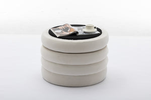 English Elm 007-velvet Round Storage Ottoman Wooden Base Reversible Lid Plush Bedroom Accent W527121976
