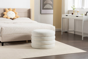 English Elm 007-velvet Round Storage Ottoman Wooden Base Reversible Lid Plush Bedroom Accent W527121976